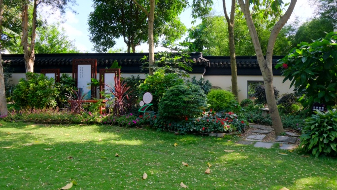 中式园林庭院围墙院子