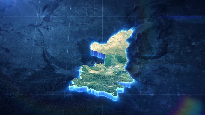 【AE模板】科技蓝暗调三维卫星地图 陕西