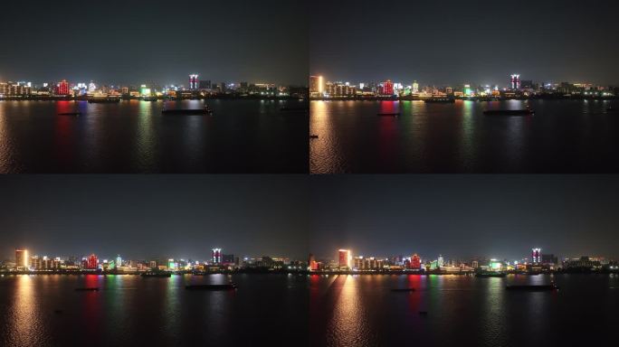 江畔的九江夜景航拍