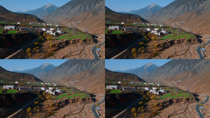 西藏旅游风光318国道清晨稻田民居