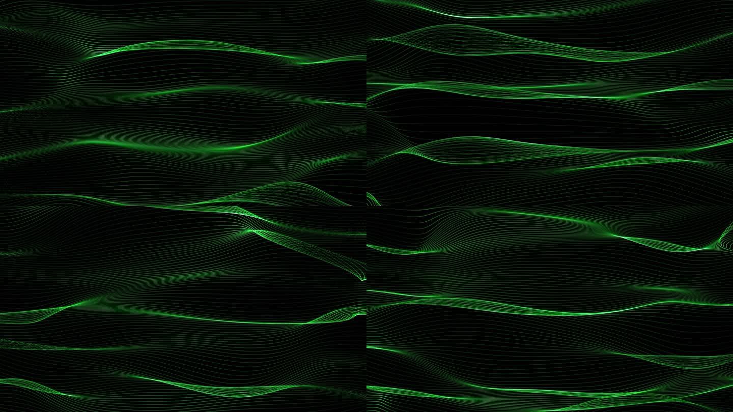 4K绿色粒子网格波浪无缝循环
