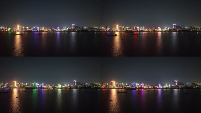 江畔城市九江夜景航拍