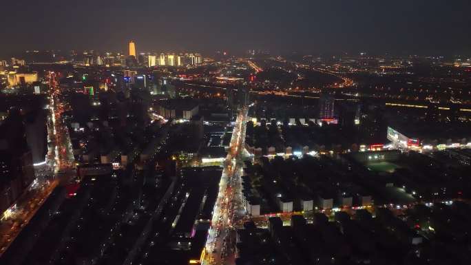 郑州市 城市灯光秀  政府 夜景航拍4k