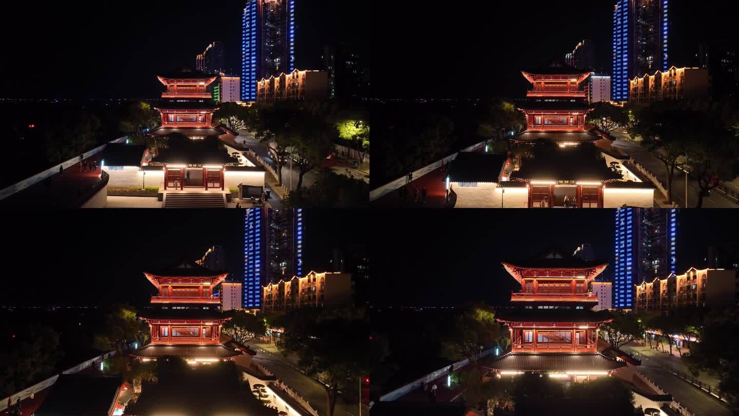 九江市浔阳楼夜景航拍