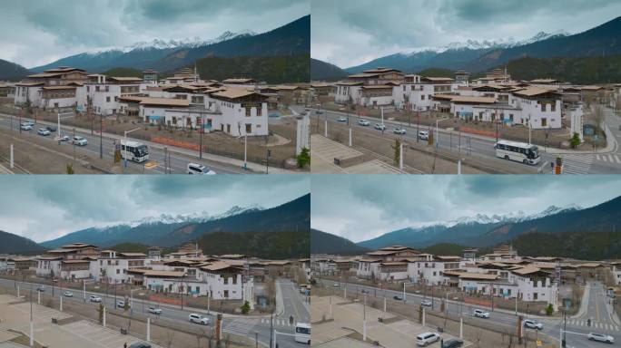 西藏旅游风光318国道鲁朗小镇藏式民居