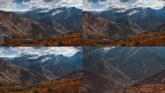 西藏旅游风光318国道怒江72道拐雪山
