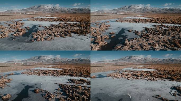 西藏旅游风光318国道高原冻土冰河冰面
