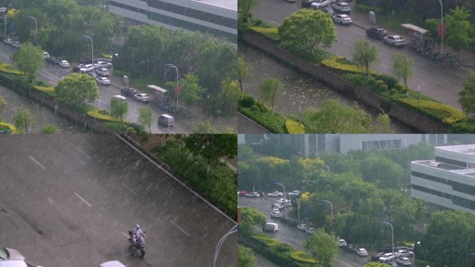 夏天白天下冰雹打雷阵雨晴天雨