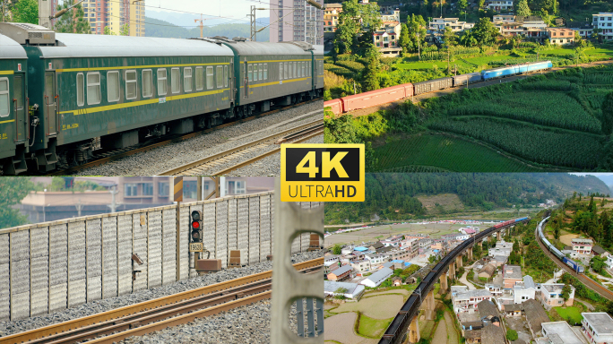 火车行驶4K超清航拍