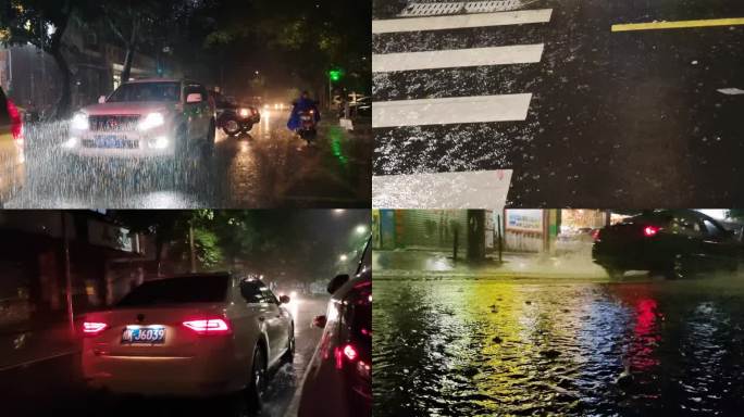 风雨城市 暴雨天下暴雨雨天行车 雨天车流