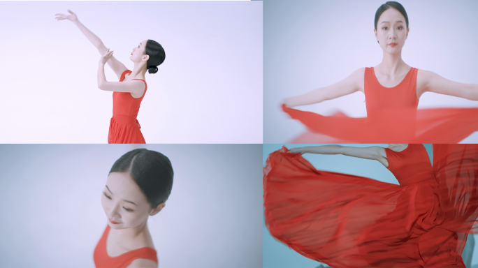 红裙美女跳中国舞蹈  唯美舞蹈
