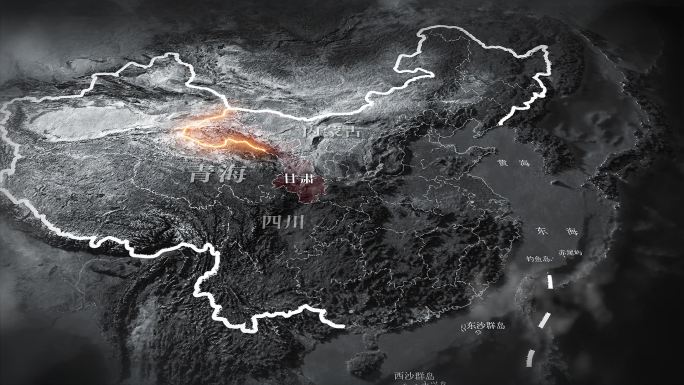 甘肃省复古历史地图AE模板