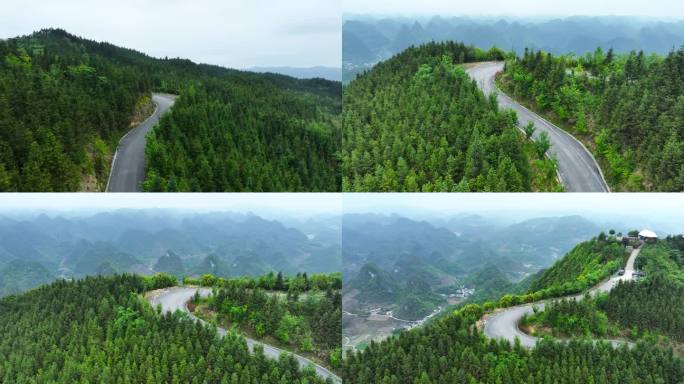 4K航拍贵州册亨万重山公路风景