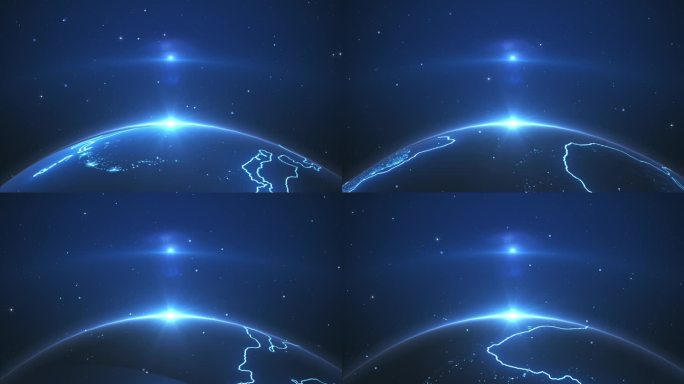 4K蓝色科技感地球粒子动态背景视频