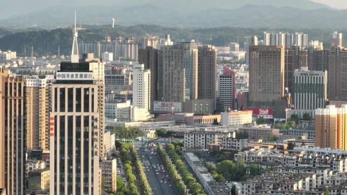 河南信阳城市航拍4K长焦高画质