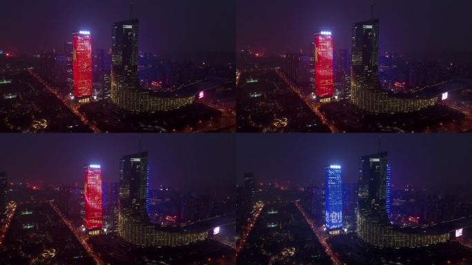 合肥市 天鹅湖公园夜景 合肥大剧院 广电