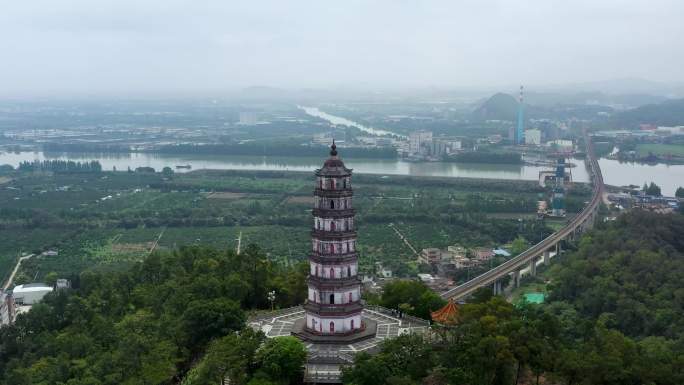 江门陈皮村凌云塔大景航拍