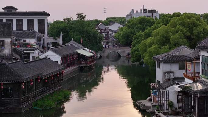 同里古镇 水乡 航拍 夏天 船 晴天