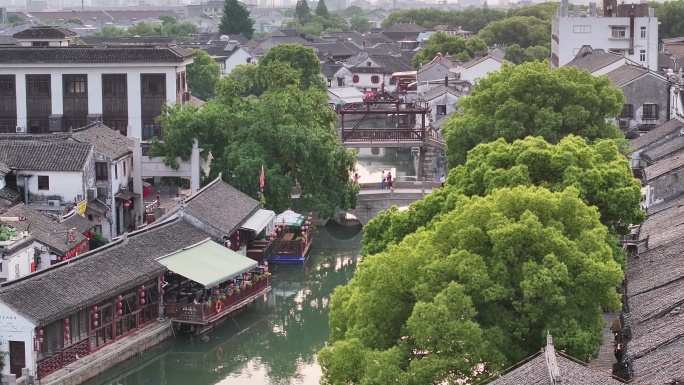 同里古镇 水乡 航拍 夏天 船 晴天