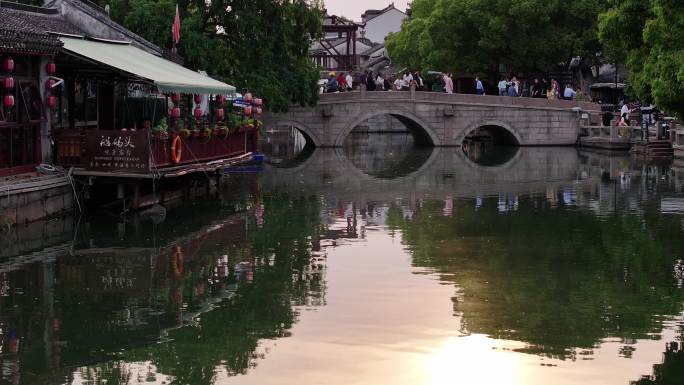 同里古镇 水乡 航拍 夏天 船 晴天