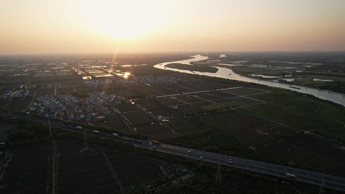 上海太阳岛旅游度假区日落自然风景