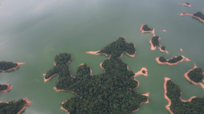 广州从化流溪河森林公园水库航拍小千岛湖