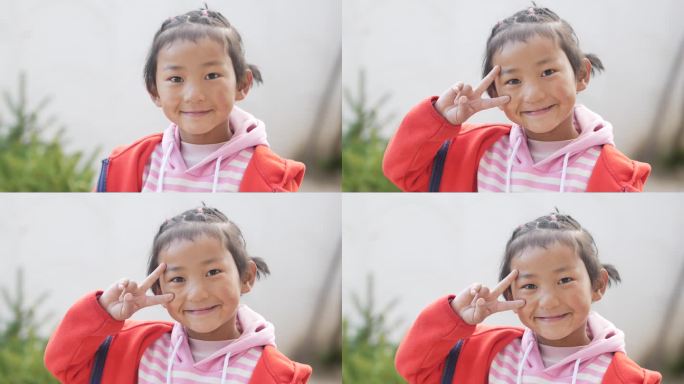 藏族小女孩淳朴的笑容升格慢动作