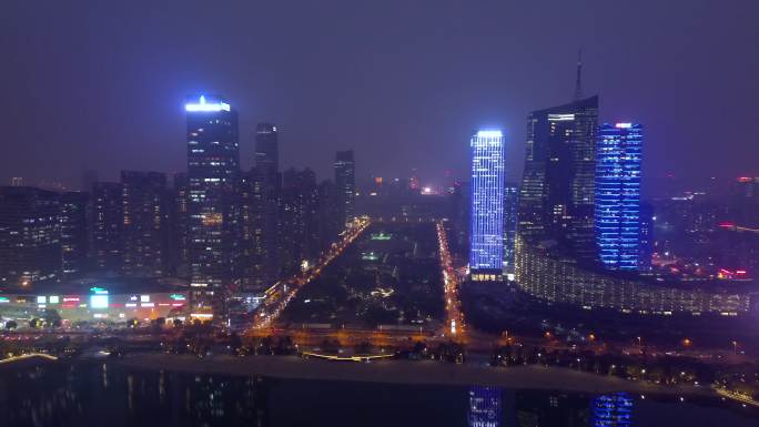 合肥市 天鹅湖公园夜景 合肥大剧院 广电