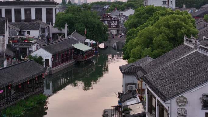 同里古镇 水乡 航拍 夏天 船 晴天