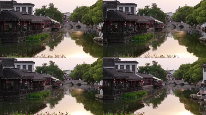 同里古镇 水乡 航拍 夏天 船 晴天