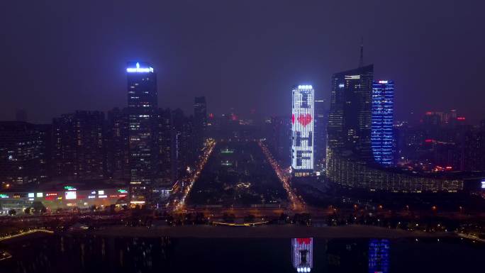 合肥市 天鹅湖公园夜景 合肥大剧院 广电