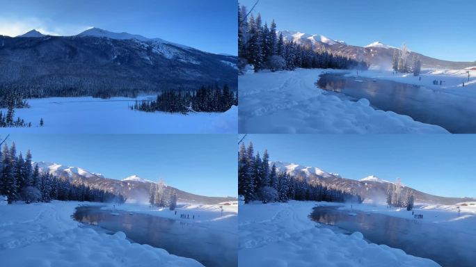 新疆喀纳斯冰雪湖泊和森林绝美冰雪风光合集