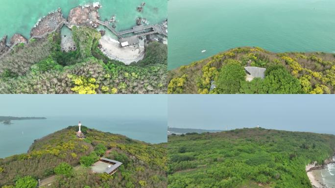 航拍涠洲岛南湾鳄鱼山