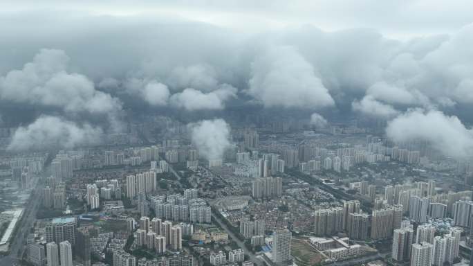 航拍北海城市云海空镜