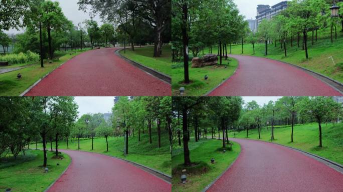 滨江公园雨中健身步道