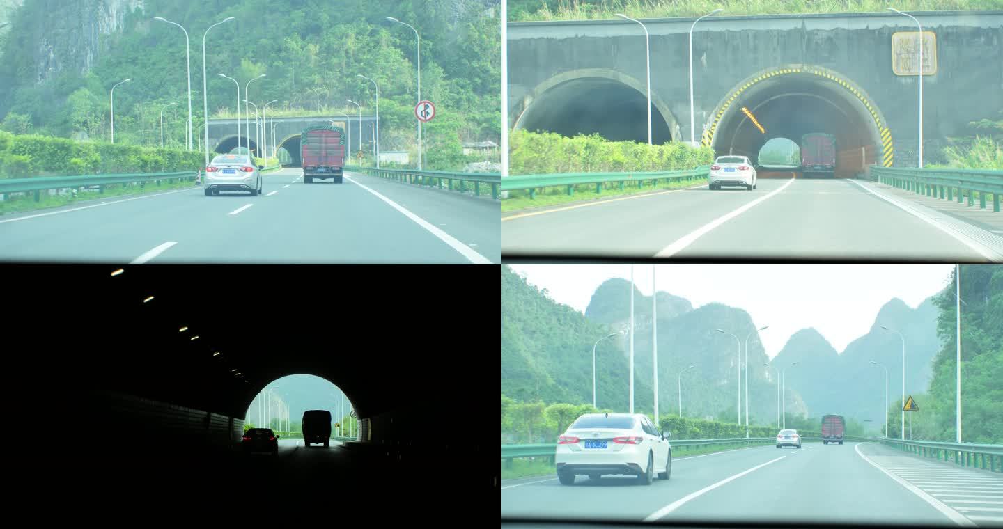 高速开车经过隧道