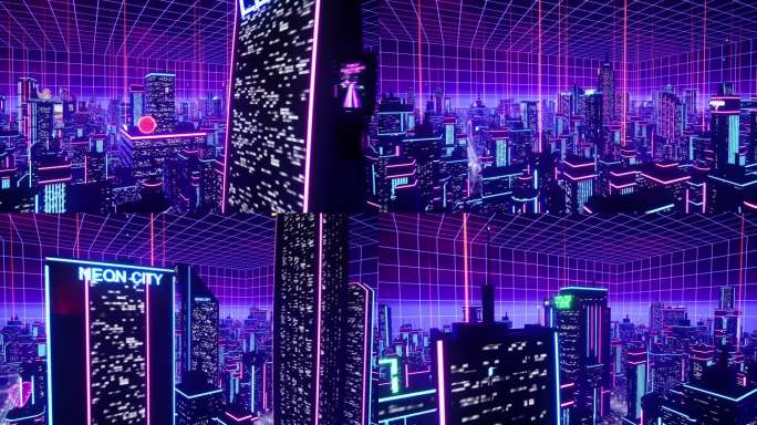 大气霓虹科幻都市夜景城市穿梭赛博舞台2