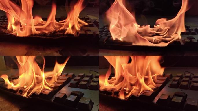 电脑键盘塑料燃烧难闻气味有毒顐雾火焰破坏