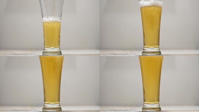 倒啤酒-干杯-啤酒起泡-慢镜头
