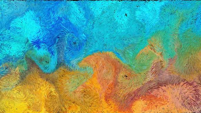 4k粒子流动视觉创意抽象彩色流体画艺术