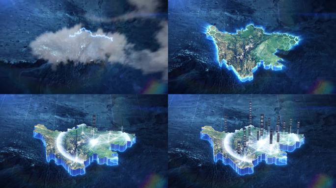 【AE模板】科技蓝暗调三维卫星地图 四川