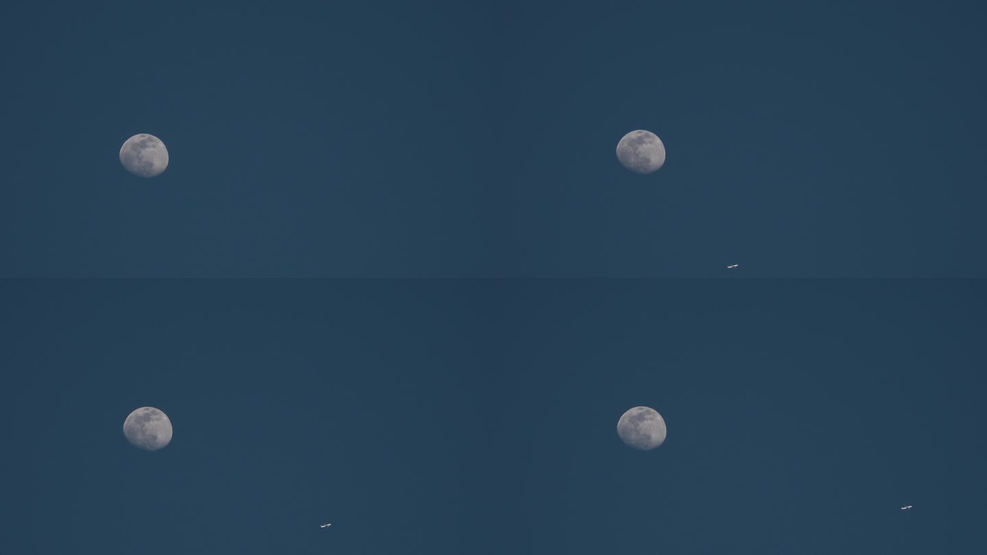 飞机凌月飞机飞过月亮