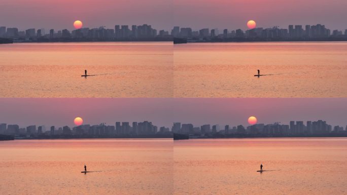 工业园区 落日 一棵树 夕阳 露营 航拍