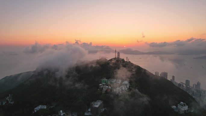 香港日落云海