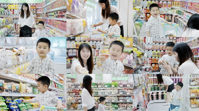 4K妈妈和儿子超市购物升格慢动作【合集】