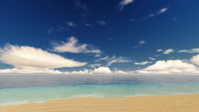 海边沙滩蓝天白云视频背景素材