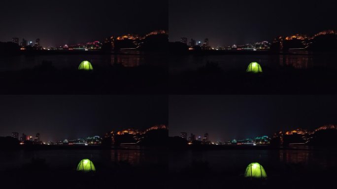 夜里户外帐篷露营