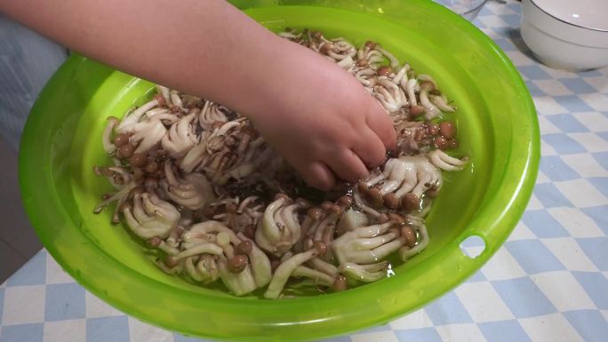 浸泡清洗海鲜菇蟹味菇 (3)