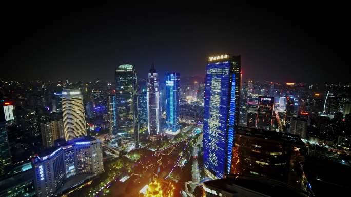 珠江新城 广州塔 黄昏 夜景 广角 灯光