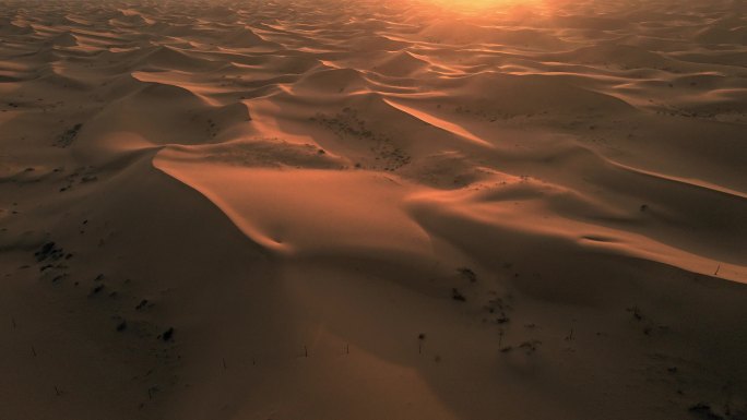 金色夕阳下神秘的沙漠
